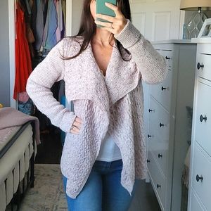Knox Rose Speckled Cable Knit Open Front Cardigan